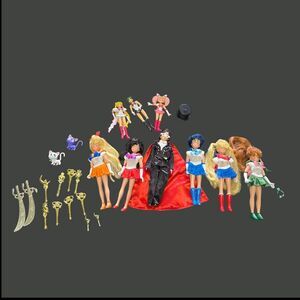 Sailor Moon Vintage Bandai Figures Wands Cats Jupiter Mercury Tuxedo 2000 Lot